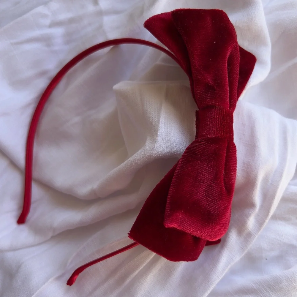 Red Velvet Bow Headband hair Accessories Acrylic Hair Claw NWOT